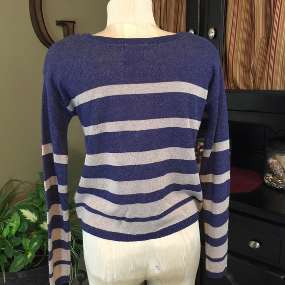 Sweet N Sinful Blue/Tan Stripe Top Size Small - Picture 4 of 5